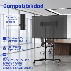 iggual SRTV75 Soporte TV suelo ruedas 32"-75" 70kg