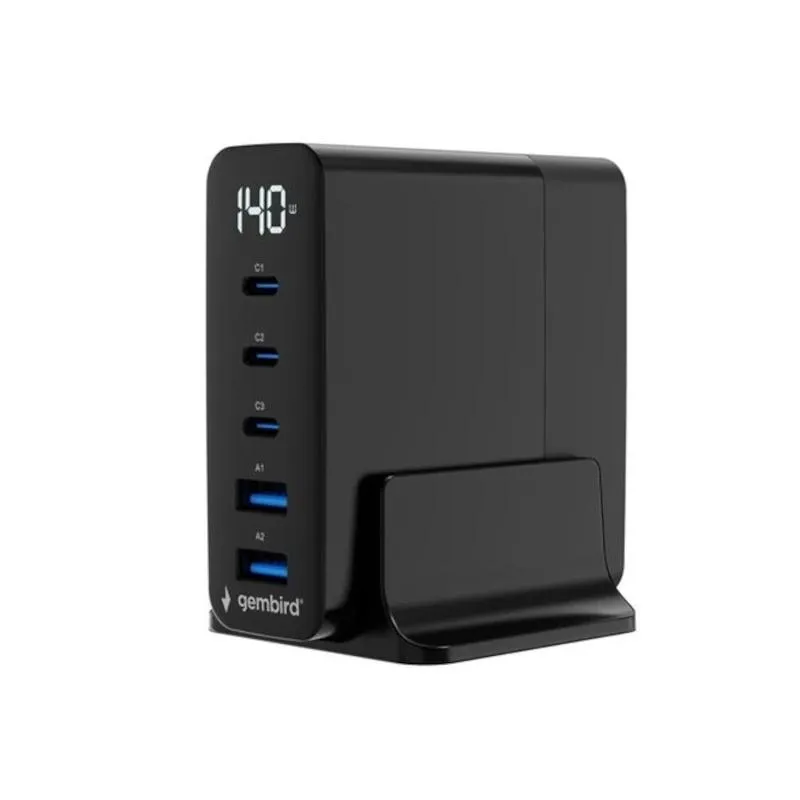 Gembird Cargador rápido USB GaN 5 puertos 140 W Gembird Cargador rápido USB GaN 5 puertos 140 W
