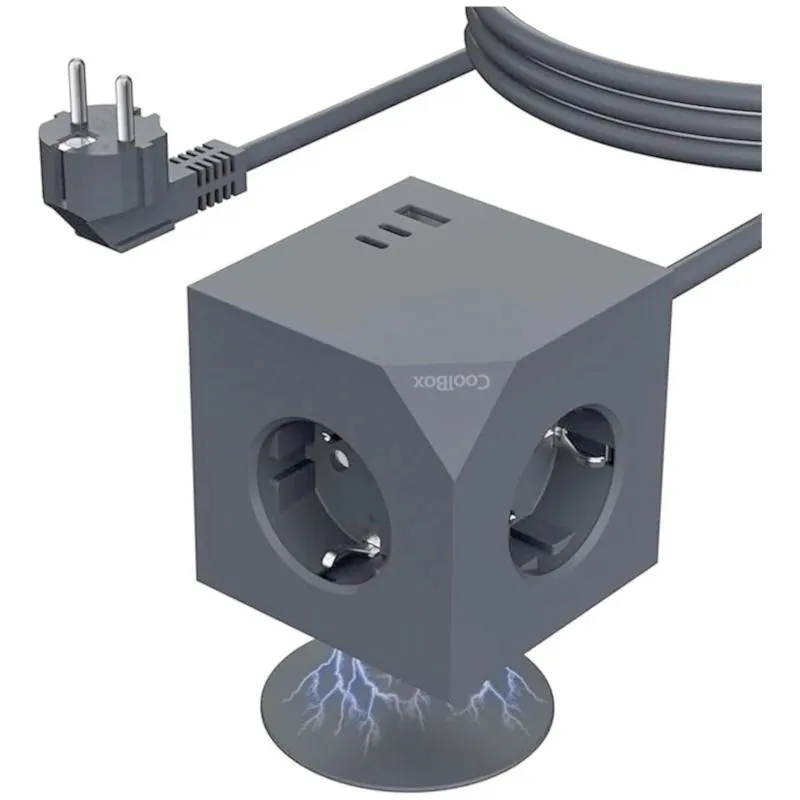 Coolbox CUBIK 3 Enchufes Cubo Magnético Carga USB Coolbox CUBIK 3 Enchufes Cubo Magnético Carga USB