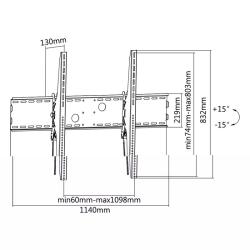 Tooq LP42130T-B soporte tv 60-100" incli Máx 130Kg