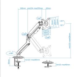 Tooq DB4032TNR-G Soporte mesa monitor/tv 17-32"