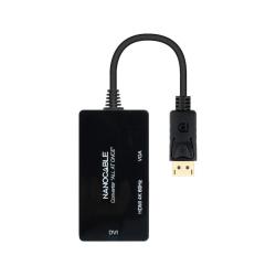 Nanocable Conversor DP a HDMI/DVI/VGA Negro 20 cm