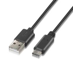 Aisens Cable USB 2.0 3A C/M-A/M Negro 0.5M