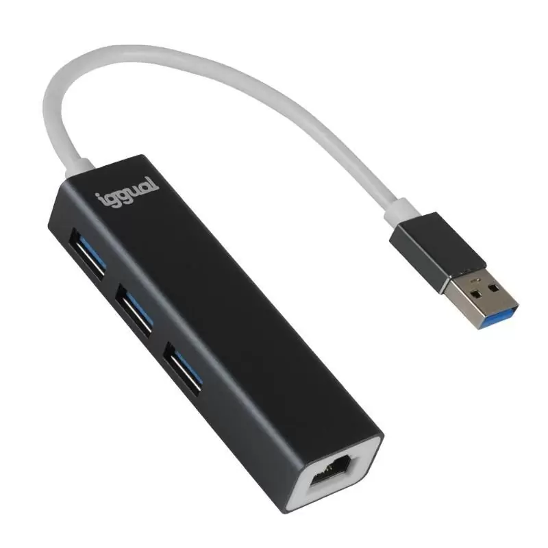 iggual Hub USB-A 3 puertos USB 3.0 + RJ45 Gigabit iggual Hub USB-A 3 puertos USB 3.0 + RJ45 Gigabit