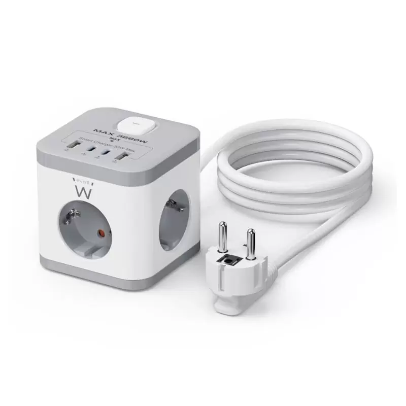 Ewent EW3863 Regleta 3 Tomas SHUCKO+2USB-A+2USB-C Ewent EW3863 Regleta 3 Tomas SHUCKO+2USB-A+2USB-C