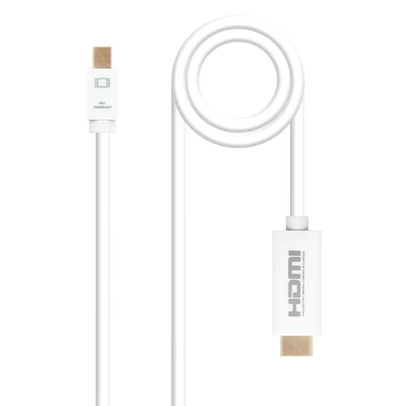Nanocable Cable Conversor Mini DP/ HDMI 2 M Blanco Nanocable Cable Conversor Mini DP/ HDMI 2 M Blanco