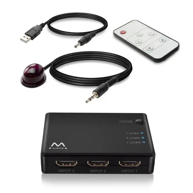 EWENT EW3730 Switch HDMI 4K 3x1con mando distancia EWENT EW3730 Switch HDMI 4K 3x1con mando distancia