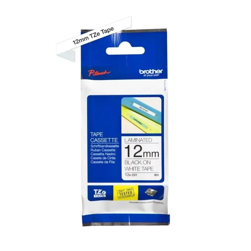 Brother Cinta Tze231 Texto Negro/Blanco 12mm Brother Cinta Tze231 Texto Negro/Blanco 12mm