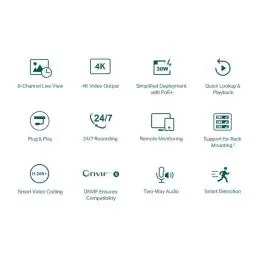 VIGI NVR1008H-8P Grabador IP Rack 01 HDD 08 C