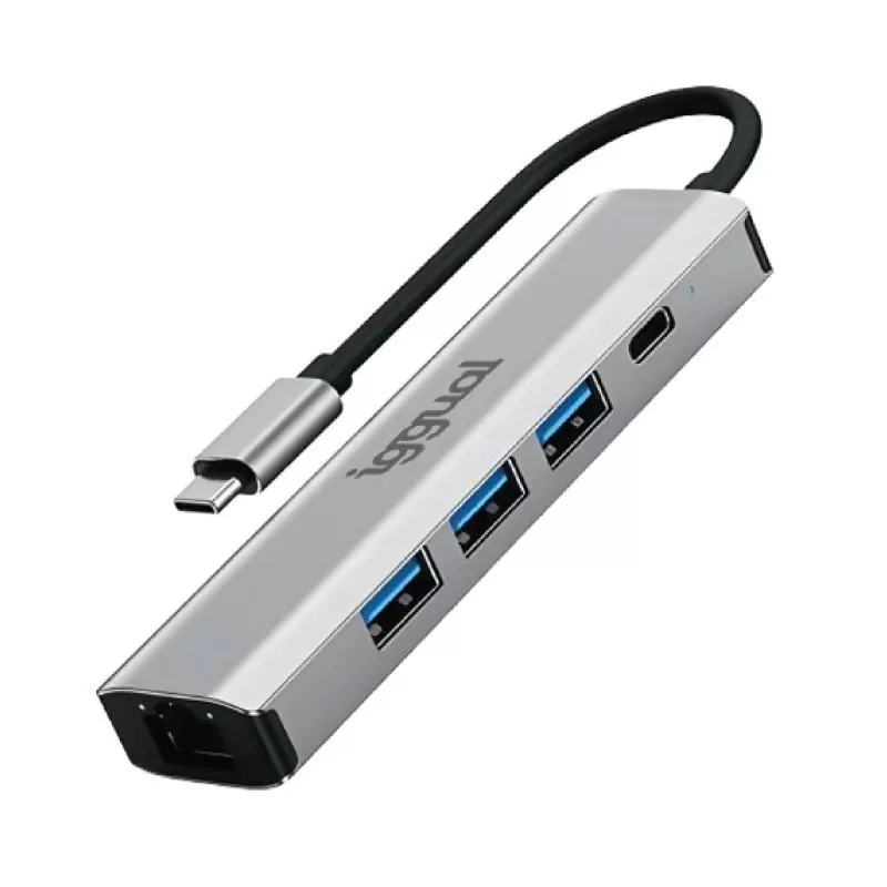 iggual Hub tipo C 5 puertos 3xUSB + RJ45 + tipo C iggual Hub tipo C 5 puertos 3xUSB + RJ45 + tipo C