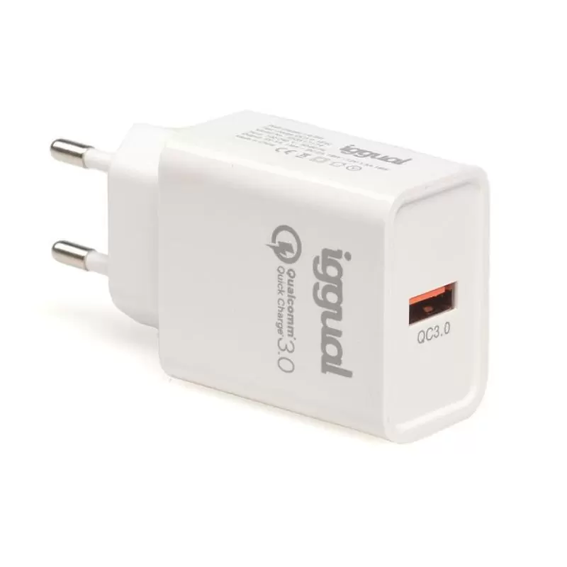 iggual Cargador 1xUSB carga rápida QC3.0 18W iggual Cargador 1xUSB carga rápida QC3.0 18W