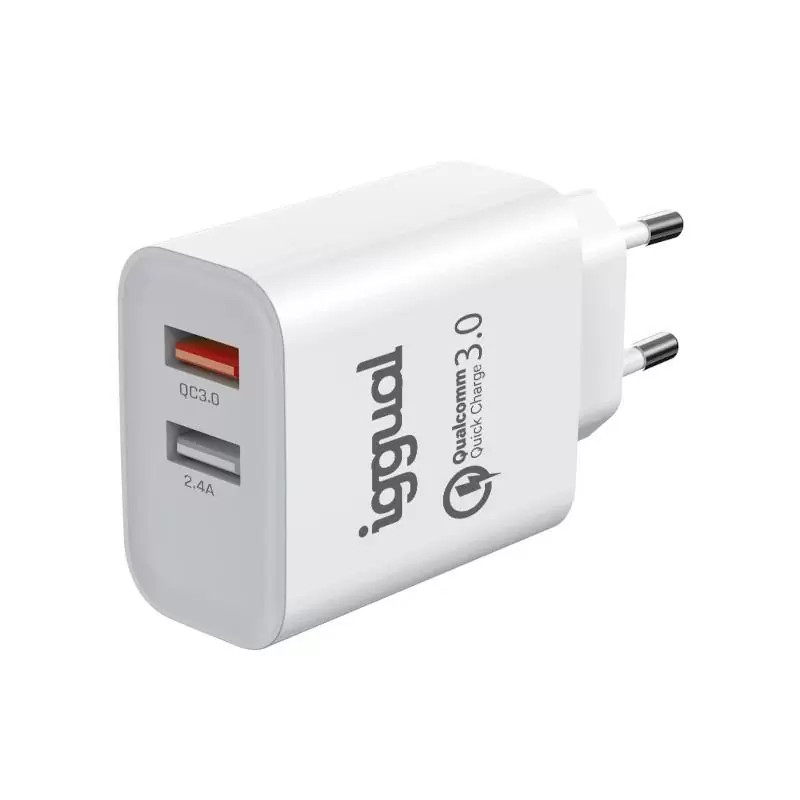 iggual Cargador doble 2xUSB carga rápida QC3.0 30W iggual Cargador doble 2xUSB carga rápida QC3.0 30W