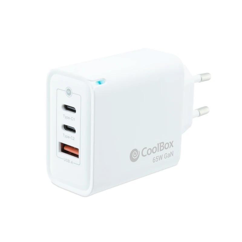 Coolbox Cargador Pared GAN 65W USB-C/USB-C/USB-A Coolbox Cargador Pared GAN 65W USB-C/USB-C/USB-A