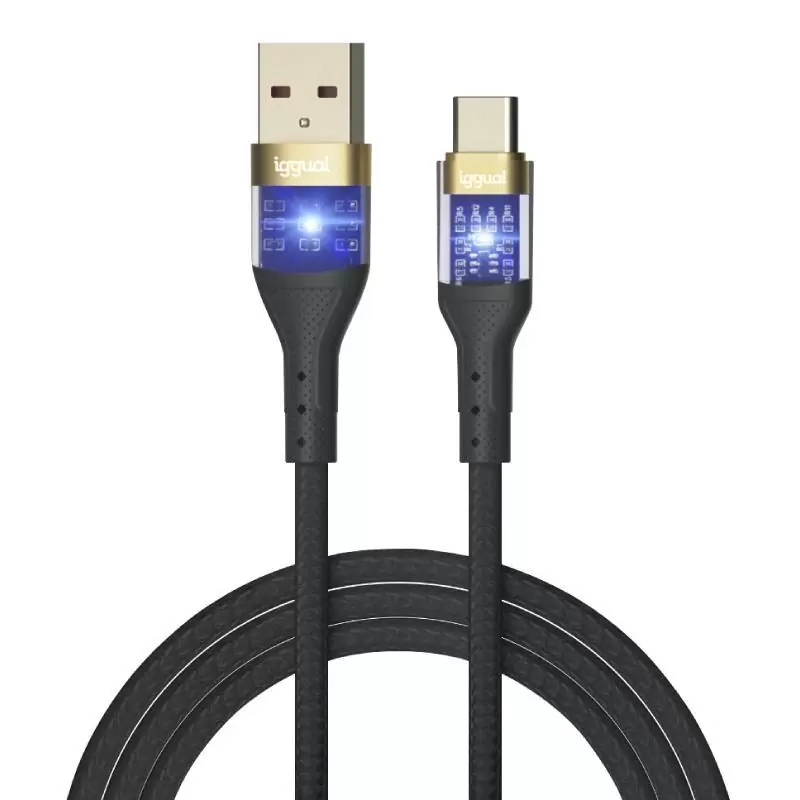 iggual Cable USB-A a tipo C 3A 100 cm trenzado LED iggual Cable USB-A a tipo C 3A 100 cm trenzado LED