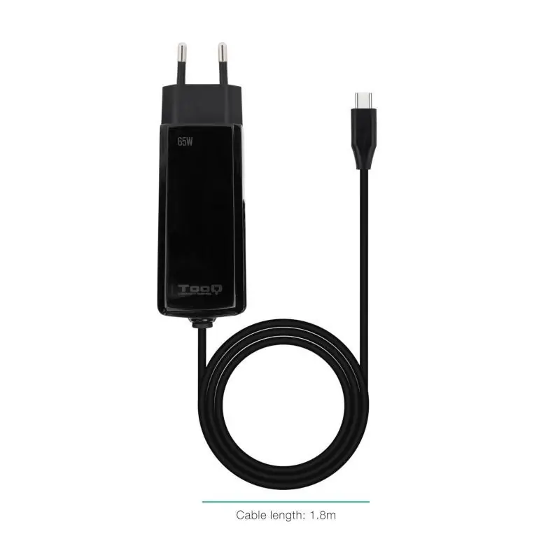 Tooq Cargador portátil GAN USB-C PD 65W Cúbico