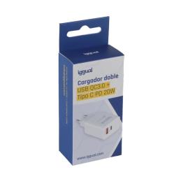 iggual Cargador doble USB QC3.0 + tipo C PD 20W iggual Cargador doble USB QC3.0 + tipo C PD 20W