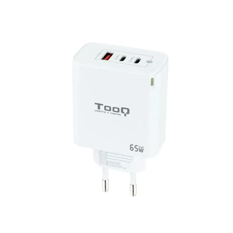 TOOQ Cargador pared GAN 2xUSB-C 1xUSB-A 45W+20W TOOQ Cargador pared GAN 2xUSB-C 1xUSB-A 45W+20W