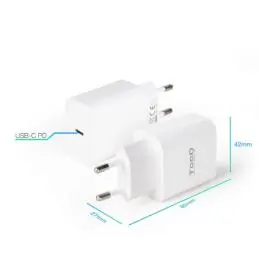 Tooq Cargador pared USB-C PD3.0 20W Blanco Tooq Cargador pared USB-C PD3.0 20W Blanco