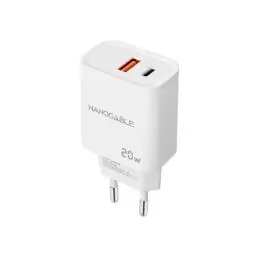 Nanocable Cargador USB-C/PD+USB-A/QC 20W Blanco Nanocable Cargador USB-C/PD+USB-A/QC 20W Blanco