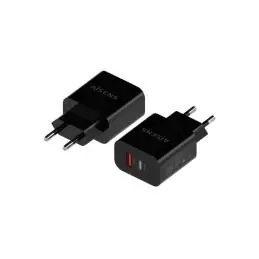 Aisens Cargador 20W USB-C PD3.0 USB-A QC3.0 Negro