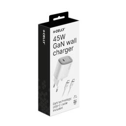 Celly Cargador 45W Usb-C + Cable Usb-C Celly Cargador 45W Usb-C + Cable Usb-C