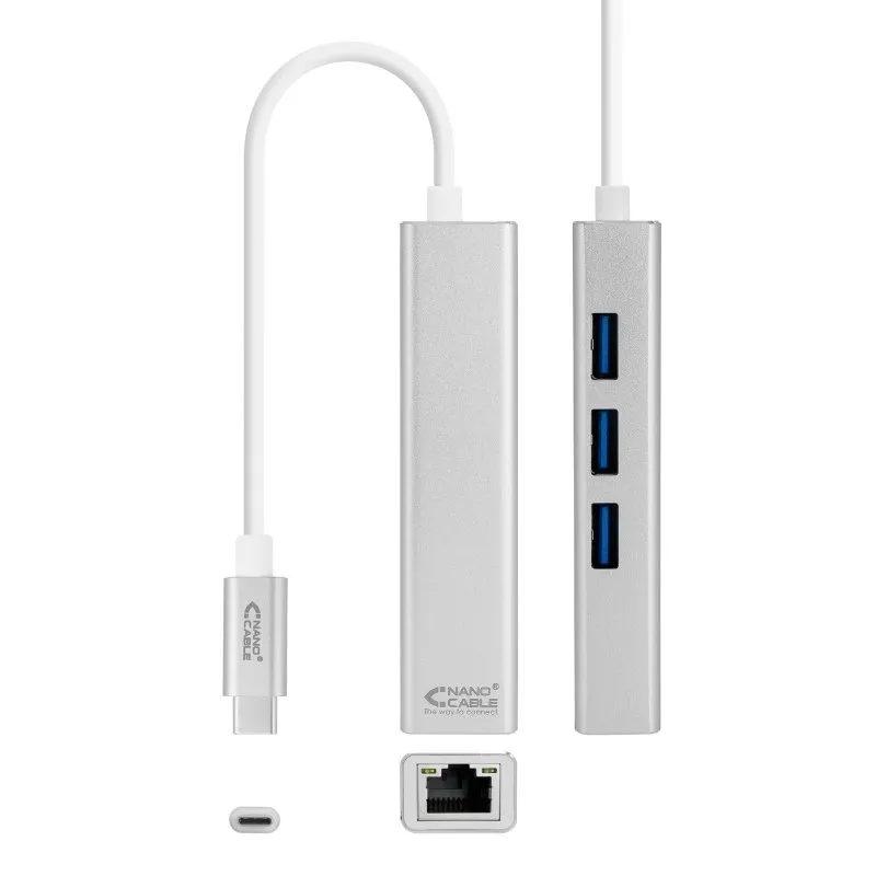 Nanocable Conversor USB-C Ethernet +3xUSB 3.0 Nanocable Conversor USB-C Ethernet +3xUSB 3.0