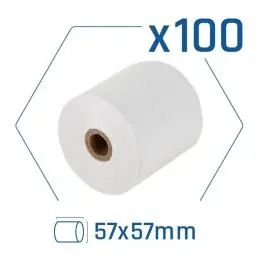 Pack 100 rollos papel térmico sin BPA 57X57mm Pack 100 rollos papel térmico sin BPA 57X57mm