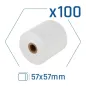 Pack 100 rollos papel térmico sin BPA 57X57mm Pack 100 rollos papel térmico sin BPA 57X57mm