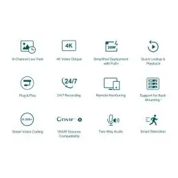 VIGI NVR1008H-8P Grabador IP Rack 01 HDD 08 C