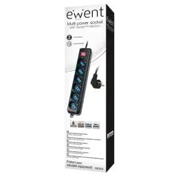 Ewent EW3924 Regleta 6 tomas con proteccion Negro Ewent EW3924 Regleta 6 tomas con proteccion Negro