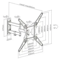 EWENT EW1525 Soporte pared TV ext 3 pivot 23-55" EWENT EW1525 Soporte pared TV ext 3 pivot 23-55"