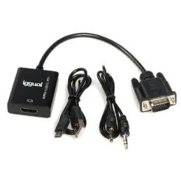 iggual Adaptador VGA a HDMI + audio + microUSB iggual Adaptador VGA a HDMI + audio + microUSB
