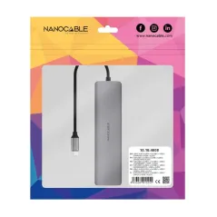 Nanocable Hub 8en1 USB-A+USB-C+HDMI+USB-C PD+Jack