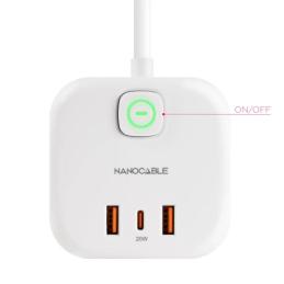 Nanocable Base de enchufe con 3 USB c/ interruptor