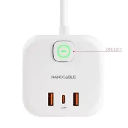 Nanocable Base de enchufe con 3 USB c/ interruptor