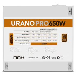 NOX Fuente ATX Urano PRO 650W Bronze Blanco NOX Fuente ATX Urano PRO 650W Bronze Blanco