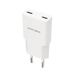 Nanocable Cargador 2xUSB-C/PD 20W Blanco