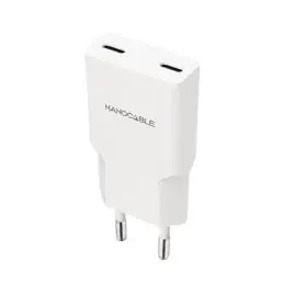 Nanocable Cargador 2xUSB-C/PD 20W Blanco