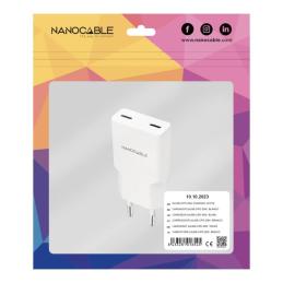 Nanocable Cargador 2xUSB-C/PD 25W Blanco