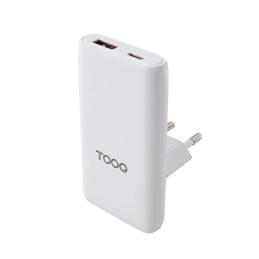 Tooq Cargador pared GAN USB-C/PD + USB-A/QC 65W