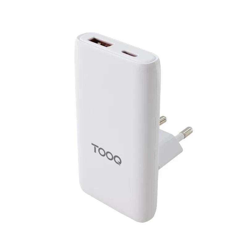 Tooq Cargador pared GAN USB-C/PD + USB-A/QC 65W