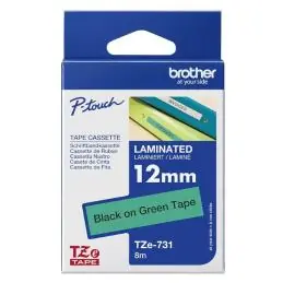 Brother Cinta Laminada Negro/Verde 12 mm