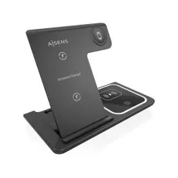 Aisens Cargador Inalámbrico USBC 15W 3 en 1 Negro
