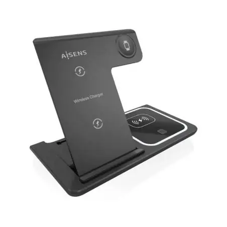 Aisens Cargador Inalámbrico USBC 15W 3 en 1 Negro