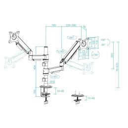 Tooq Soporte mesa DB1533TNR-B 2 brazo 17-32 Negro