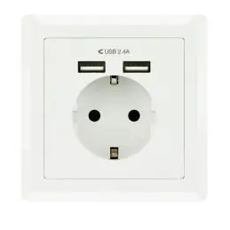 Nanocable Base de enchufe pared schuko+2USB 2.4A