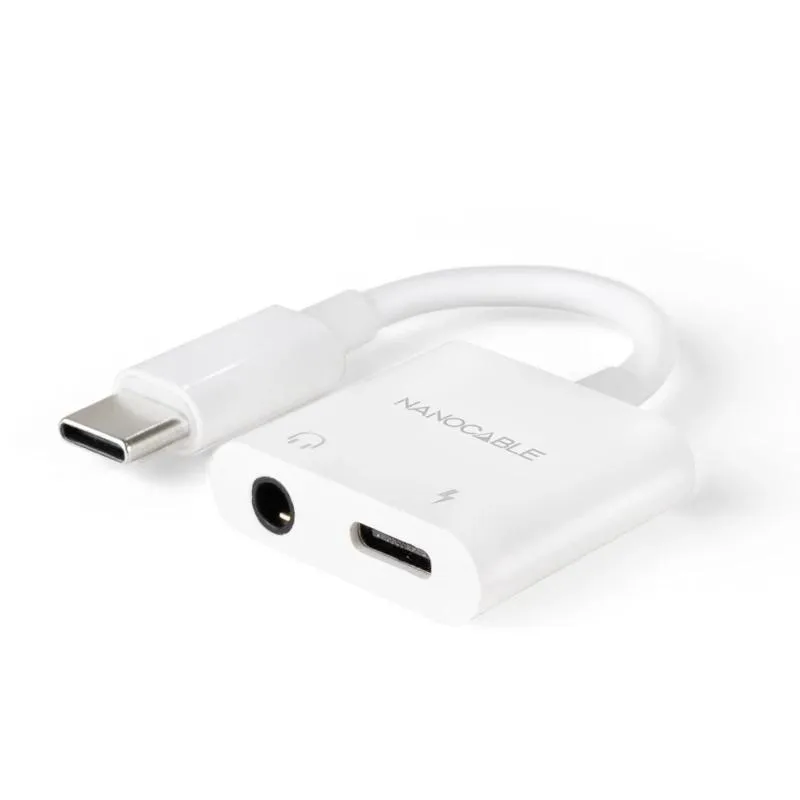 Nanocable Adaptador USB-C a Jack+USB-C/H PD 60W Nanocable Adaptador USB-C a Jack+USB-C/H PD 60W