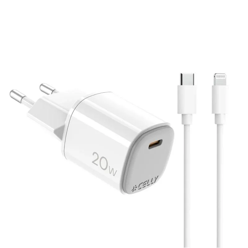 Celly Cargador Gan 1C 20w+ C A Light + Cable Celly Cargador Gan 1C 20w+ C A Light + Cable