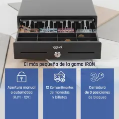 iggual Cajón Portamonedas IRON-XS 33cm 4+8 negro
