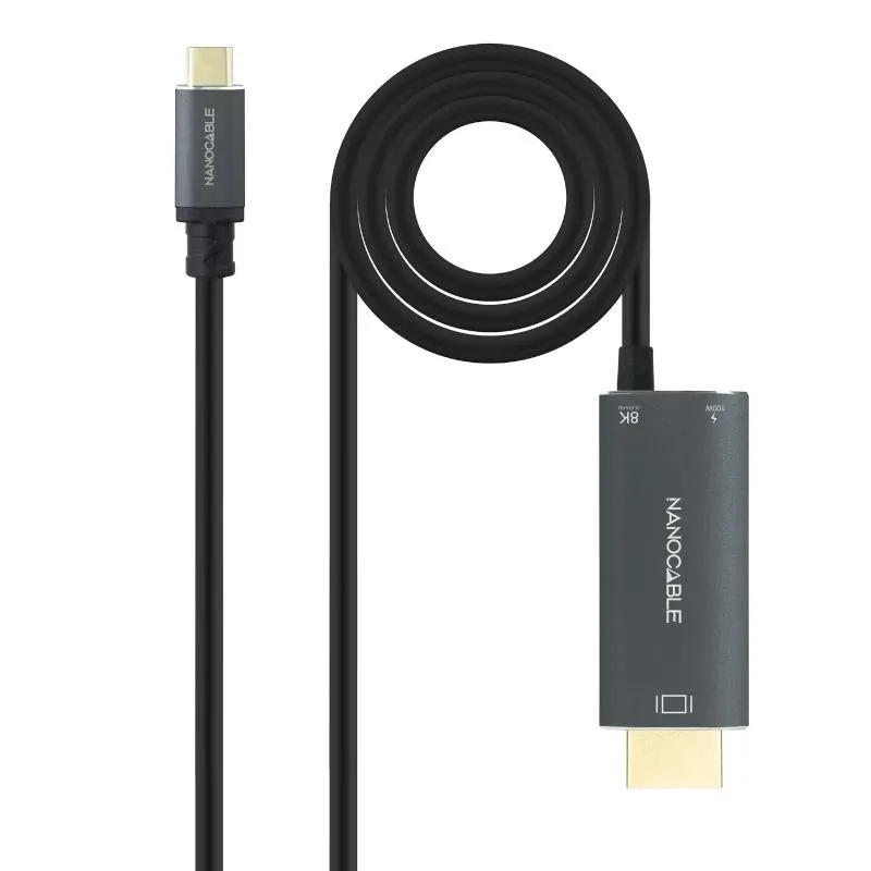 Nanocable Cable USB-C/M-HDMI 2.1+USB-C/H PD 1.8 M Nanocable Cable USB-C/M-HDMI 2.1+USB-C/H PD 1.8 M